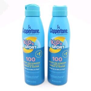 2x Coppertone 100 SPF Kids Sunscreen Spray For Kids 5.5 oz EXP 02/26‎ Bundle Lot